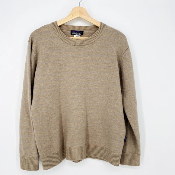 Patagonia Sweaters - Patagonia 100% Merino Wool Brown Ribbed Hem Long Sleeve Pullover Sweater